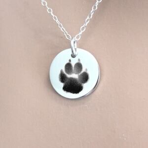 Custom Engraved Paw Print Necklace